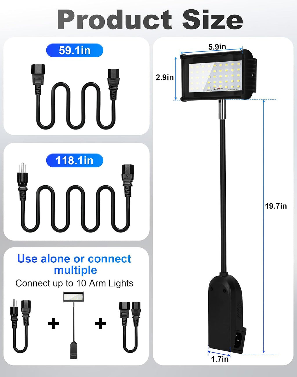 LED Trade Show Display Lights, Connectable for Exhibition Lighting | Energy-Saving Trade Show Lights, Full Accessories, Max 10 Daisy-Chainable, 360° Adjust Light, Two Mount Options