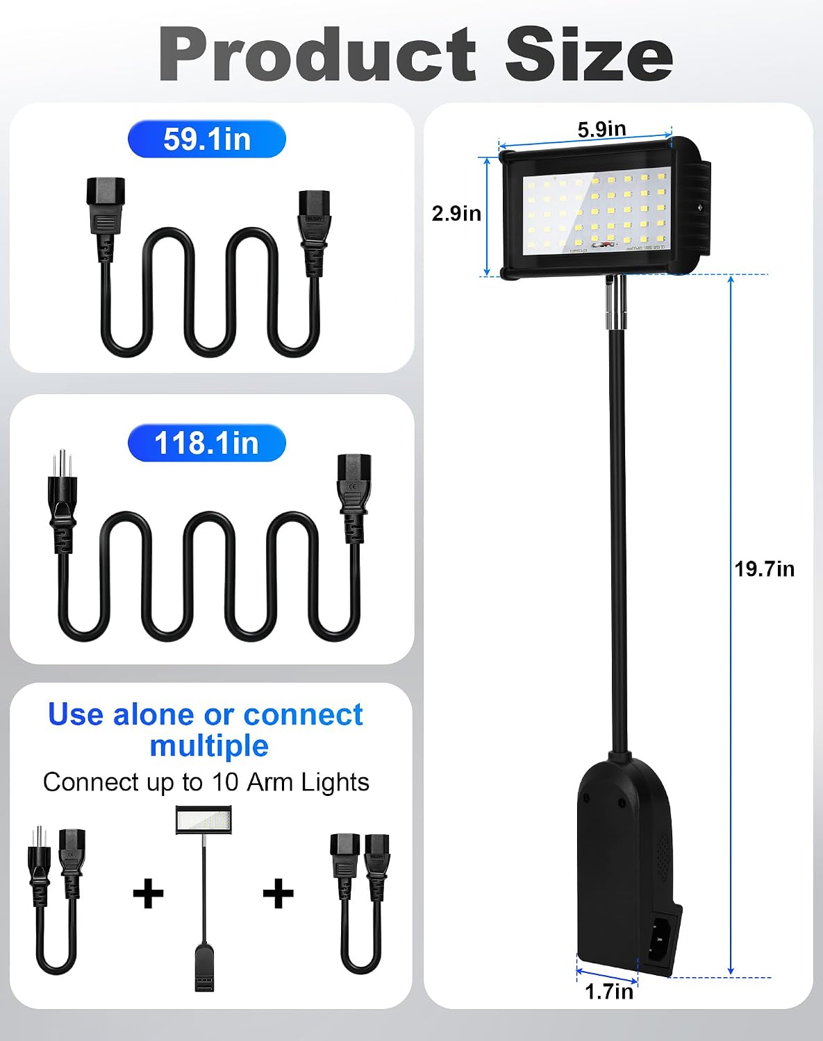 LED Trade Show Display Lights, Connectable for Exhibition Lighting | Energy-Saving Trade Show Lights, Full Accessories, Max 10 Daisy-Chainable, 360° Adjust Light, Two Mount Options