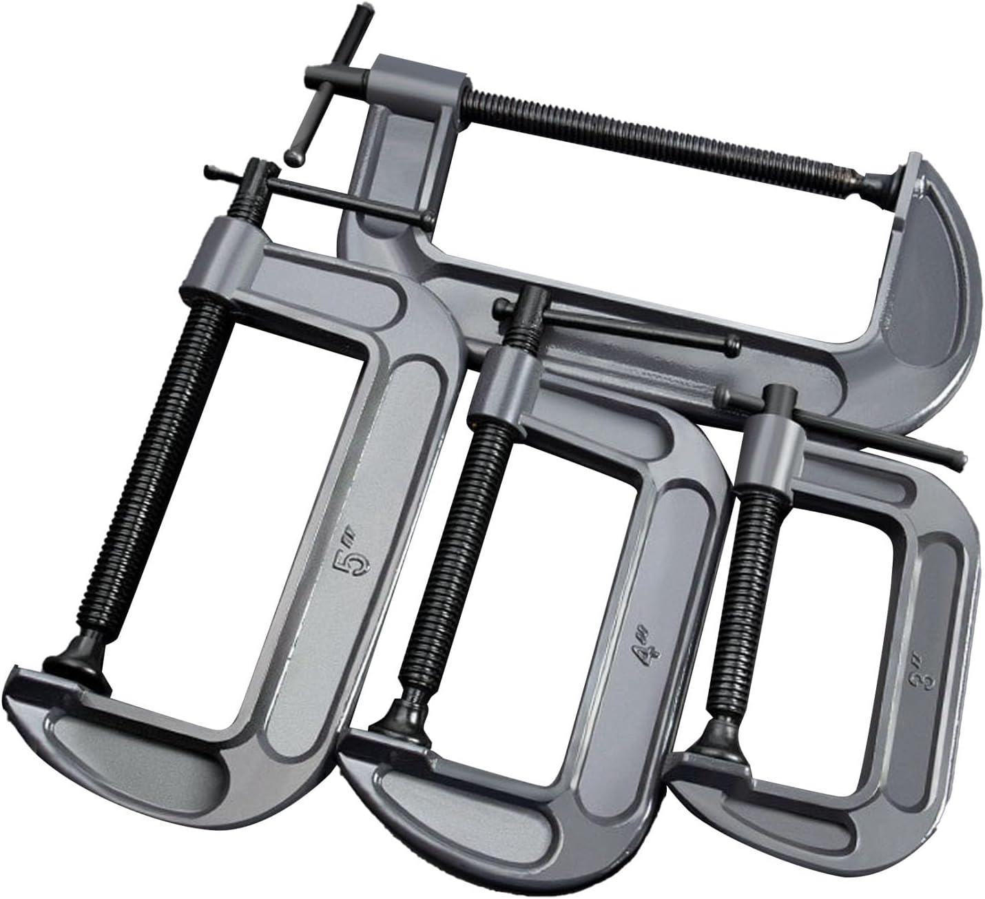 YWBL-WH 4 Pcs C Clamps Set, 3in 4in 6in 8in Heavy Duty Steel Welding Clamps with Sliding T Handle, for Woodworking Metalworking Carpentry Building (Industrial Thickened)