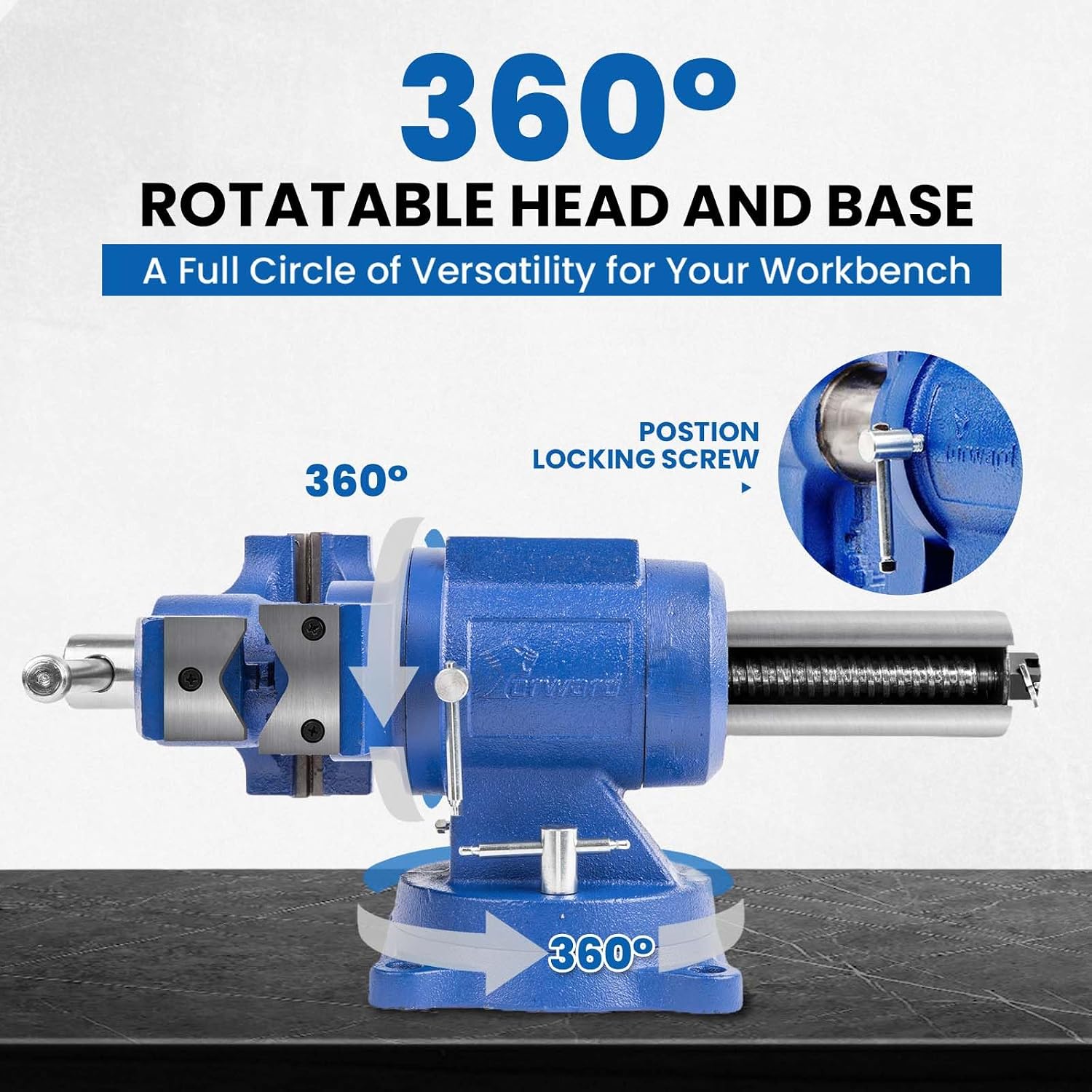 Forward DT08125A 5-Inch Heavy Duty Bench Vise and Heavy Duty Ductile Iron C-Clamp - 3 Piece C Clamp Set 3in, 4in, 6in KIT