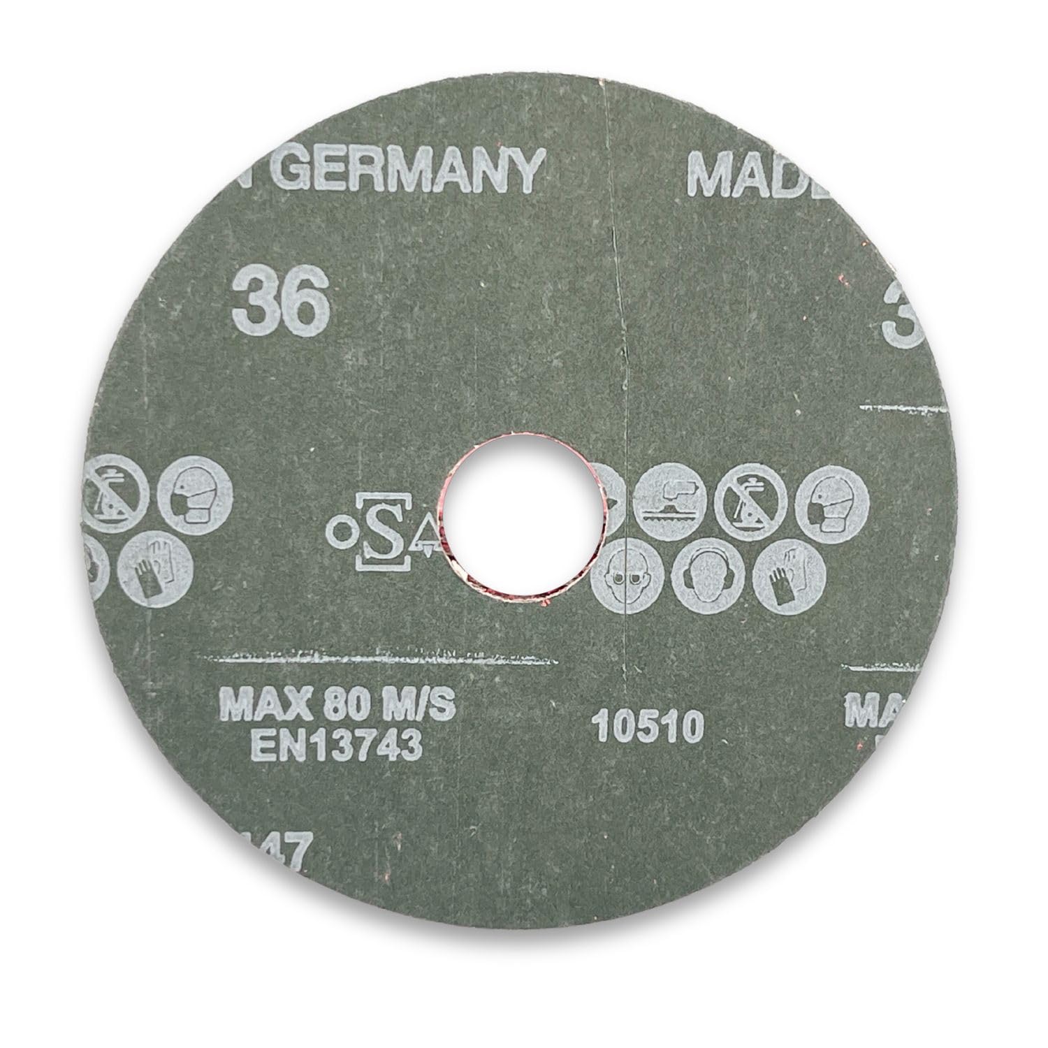 VSM 149140 Resin Fiber Disc, Bright Red, Coarse Grade, Fiber Backing, Ceramic, 24 Grit, 5' X 7/8' Arbor Hole, Pack of 50