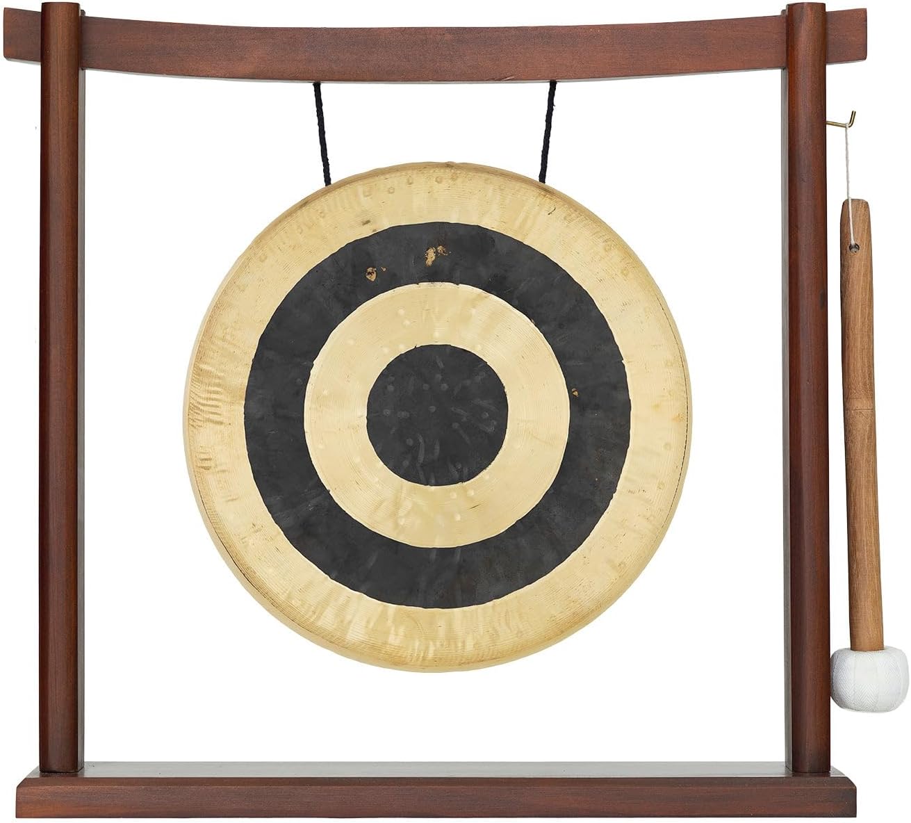 10'-12' Gongs on Woodsonic Stand - Includes Gong, Mallet, & Stand/Easy to Play Traditional Chinese Gong/Easy to Assemble Stylish Wood/Great for Small Spaces