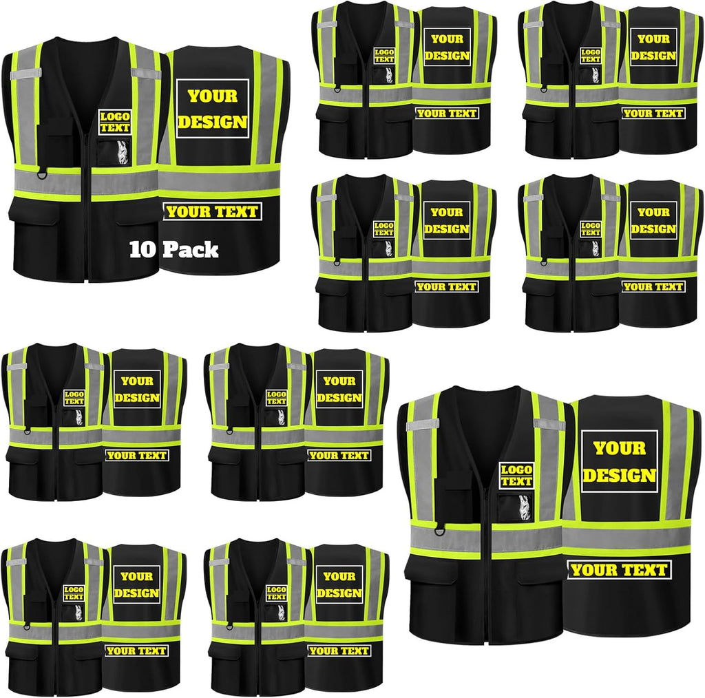 Safety Vest Custom Logo Class 2 Reflective High Visibility Vest With 5 Pockets ＆ Zipper