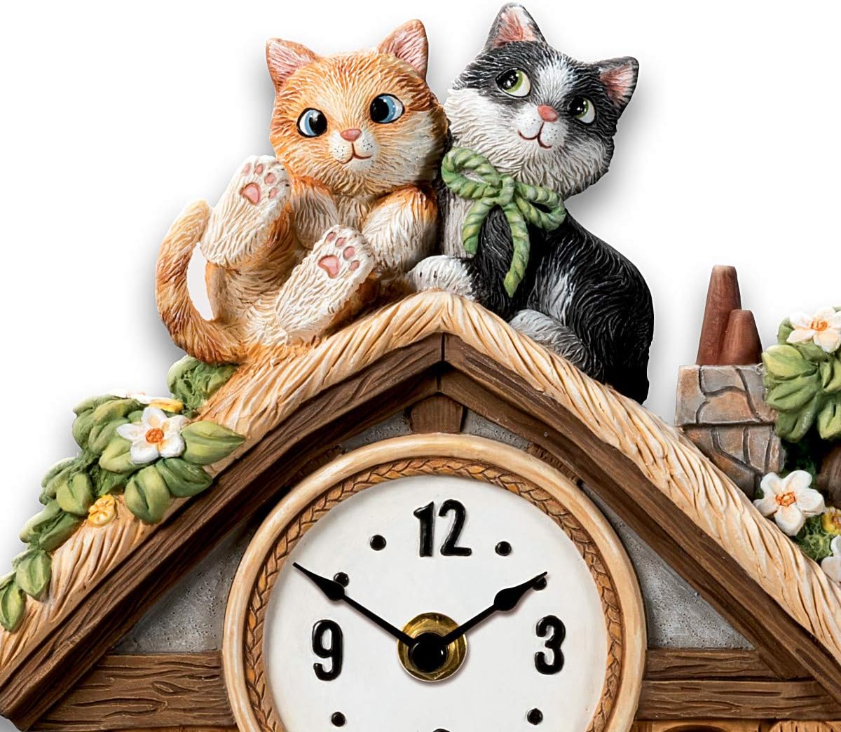 The Bradford Exchange Frolicking Felines Fully Sculpted Hand-Painted Cat-Themed Cuckoo Clock