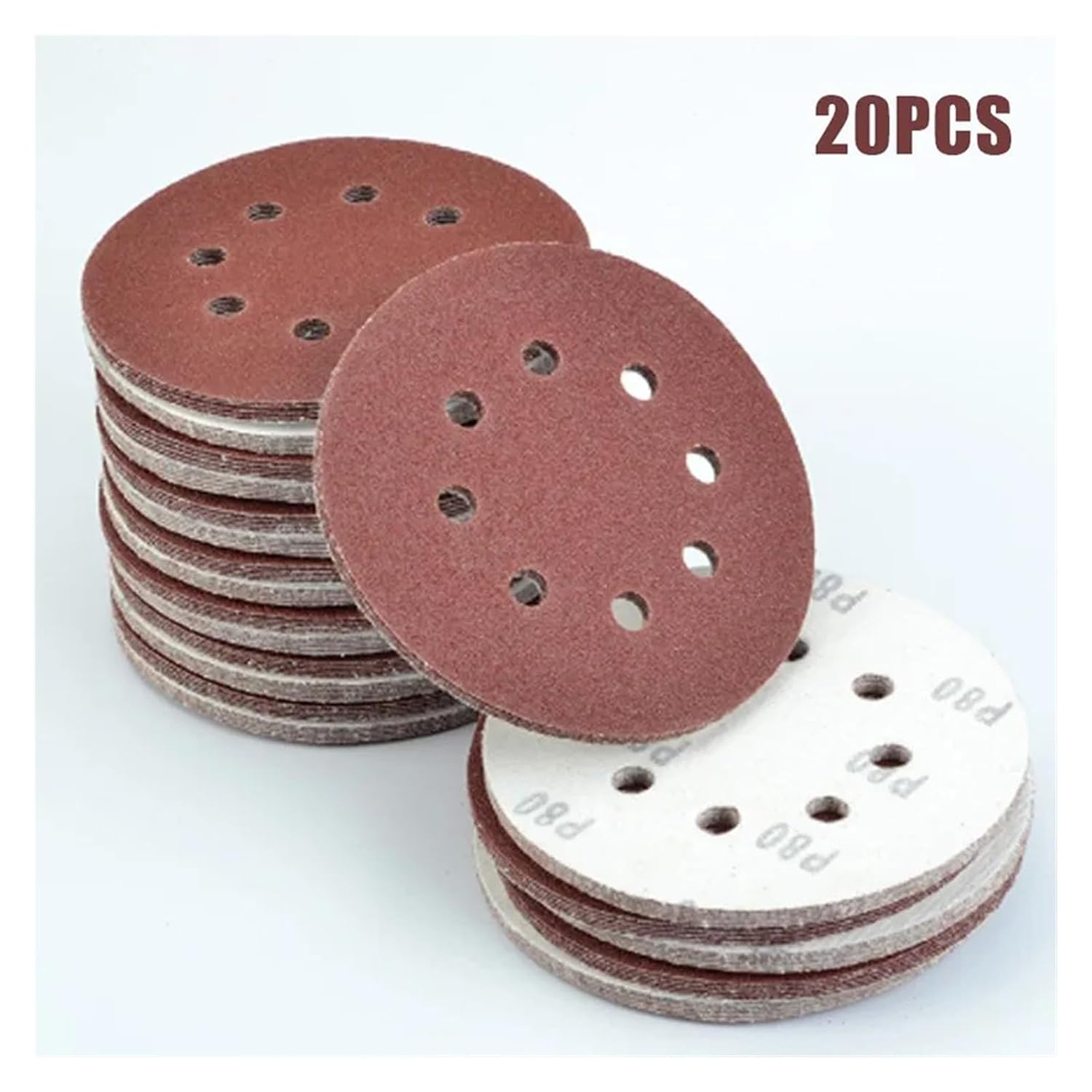 20 Pcs 5 Inch 125mm Round Sandpaper 8 Hole Sanding Discs Hook & Loop Grit 40-2000(400)