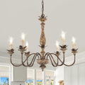 French Country Chandelier with Light, 6-Light Farmhouse Chandeliers Rustic Candle Chandelier Light Fixture Over Table for Dining Room Bedroom Kitchen