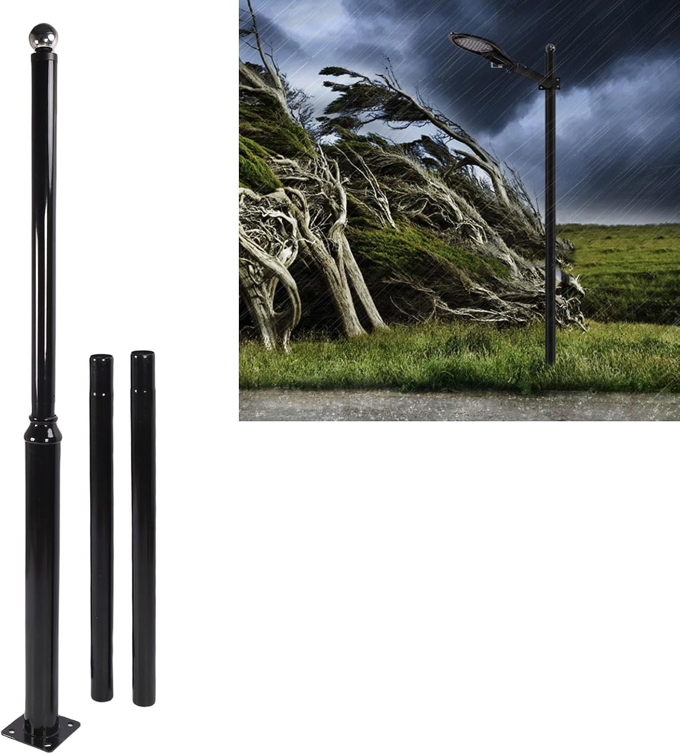 plplaaoo Street Light Pole 16ft Heavy Duty Weatherproof Solar Compatible Side Mounted Outdoor Lighting Post for Basketball Courts Parking Lots Q235 Steel Construction 4.9m Height 5 Pack