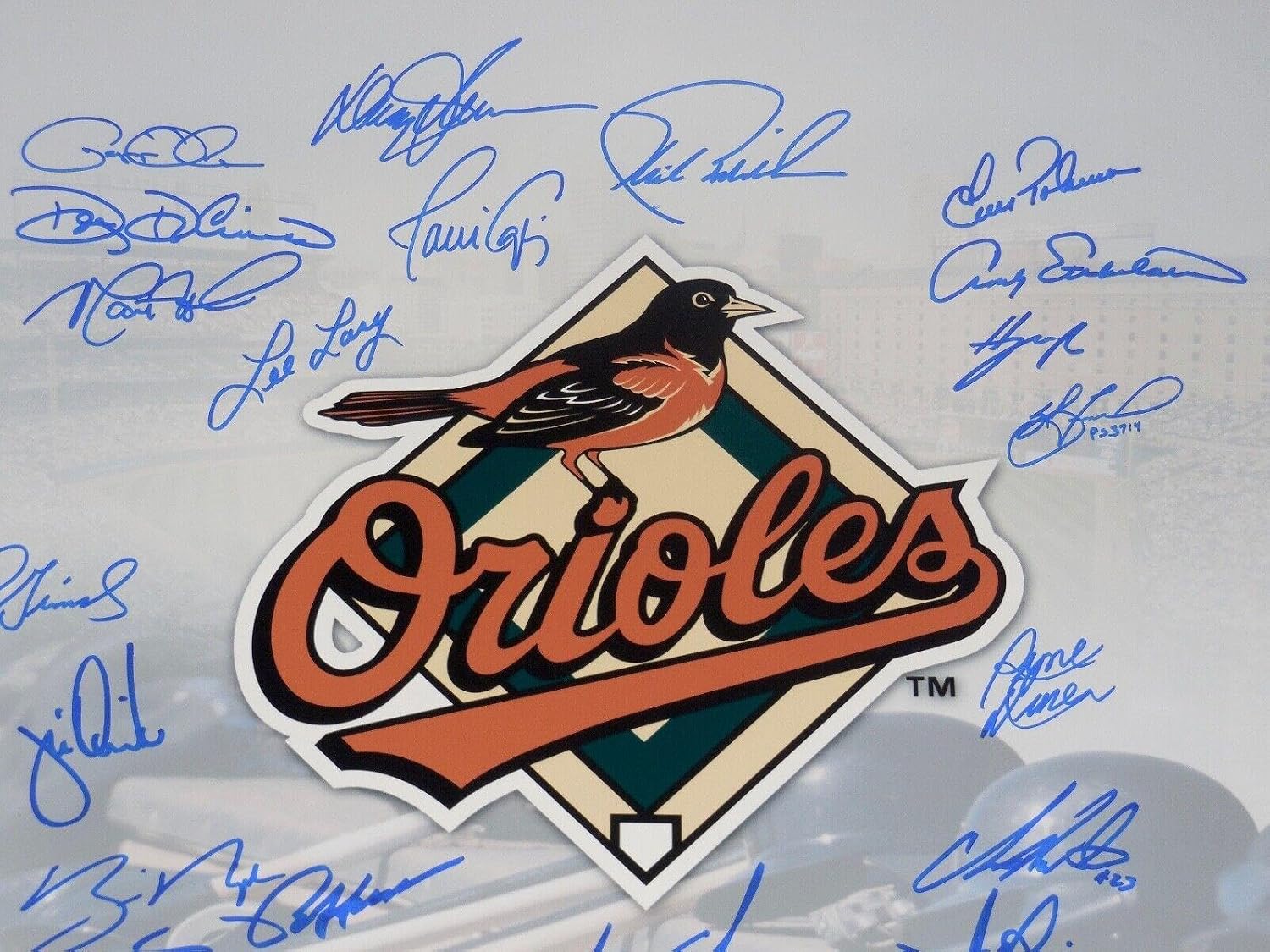 BALTIMORE ORIOLES AUTOGRAPHED 16x20 PHOTO (PSA DNA) - Baines, Powell, B.Ripken, - Autographed MLB Photos