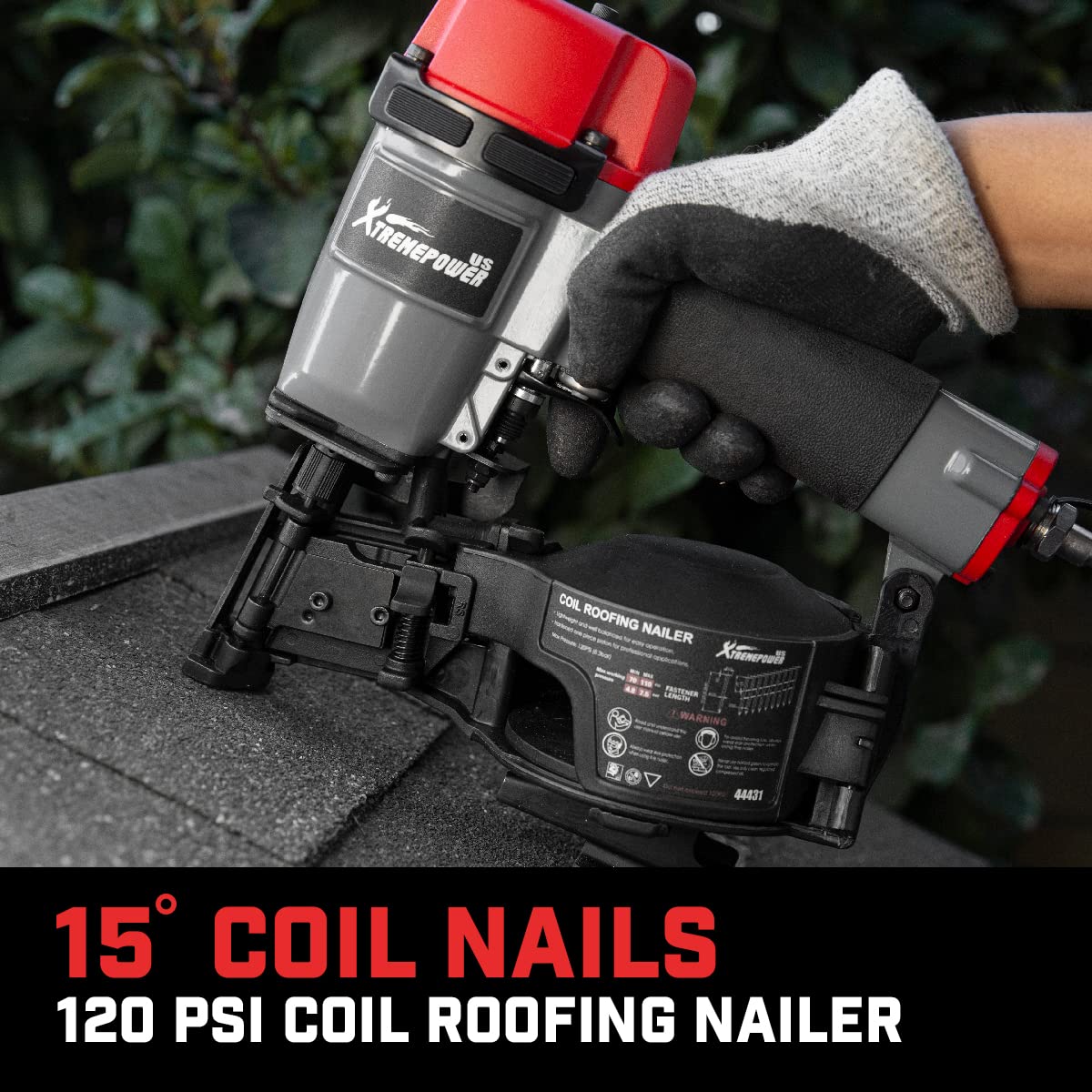 XtremepowerUS Coil Siding Roofing Nailer, Pneumatic Roofing Nails from 7/8' up to 1-3/4', 16 Degree Magazine Patio Roofing Nail Gun