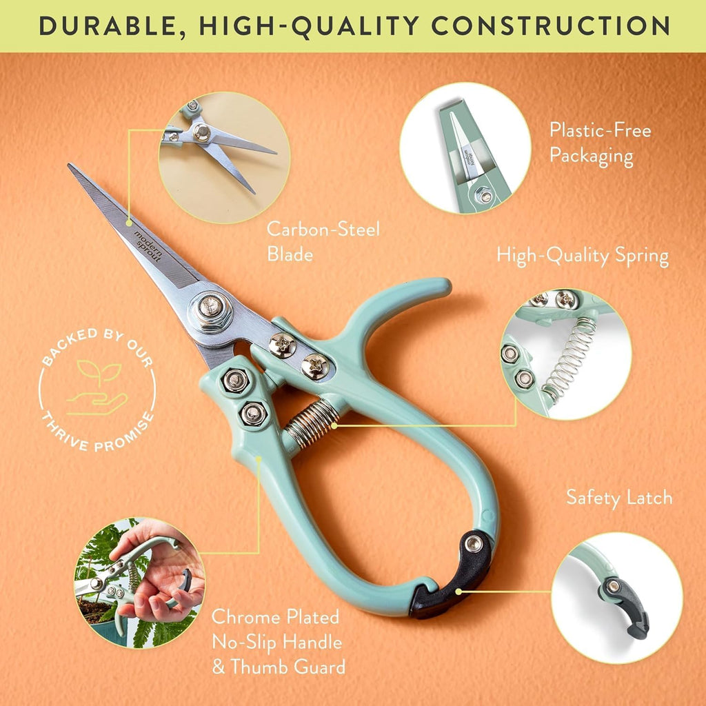 Modern Sprout Pruning Shears - Herb Snipping Scissors- Lightweight Gardening Tools W/Easy Lock - Flower Cutter Garden Shears - Gift for Father's Day -Carbon Steel Blade+Reusable Holster(Multi,12 Pcs)