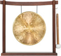 10'-12' Gongs on Woodsonic Stand - Includes Gong, Mallet, & Stand/Easy to Play Traditional Chinese Gong/Easy to Assemble Stylish Wood/Great for Small Spaces