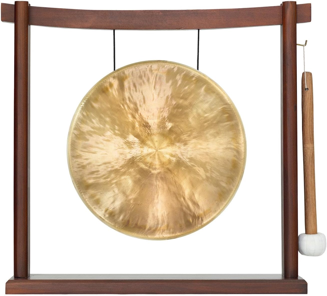 10'-12' Gongs on Woodsonic Stand - Includes Gong, Mallet, & Stand/Easy to Play Traditional Chinese Gong/Easy to Assemble Stylish Wood/Great for Small Spaces