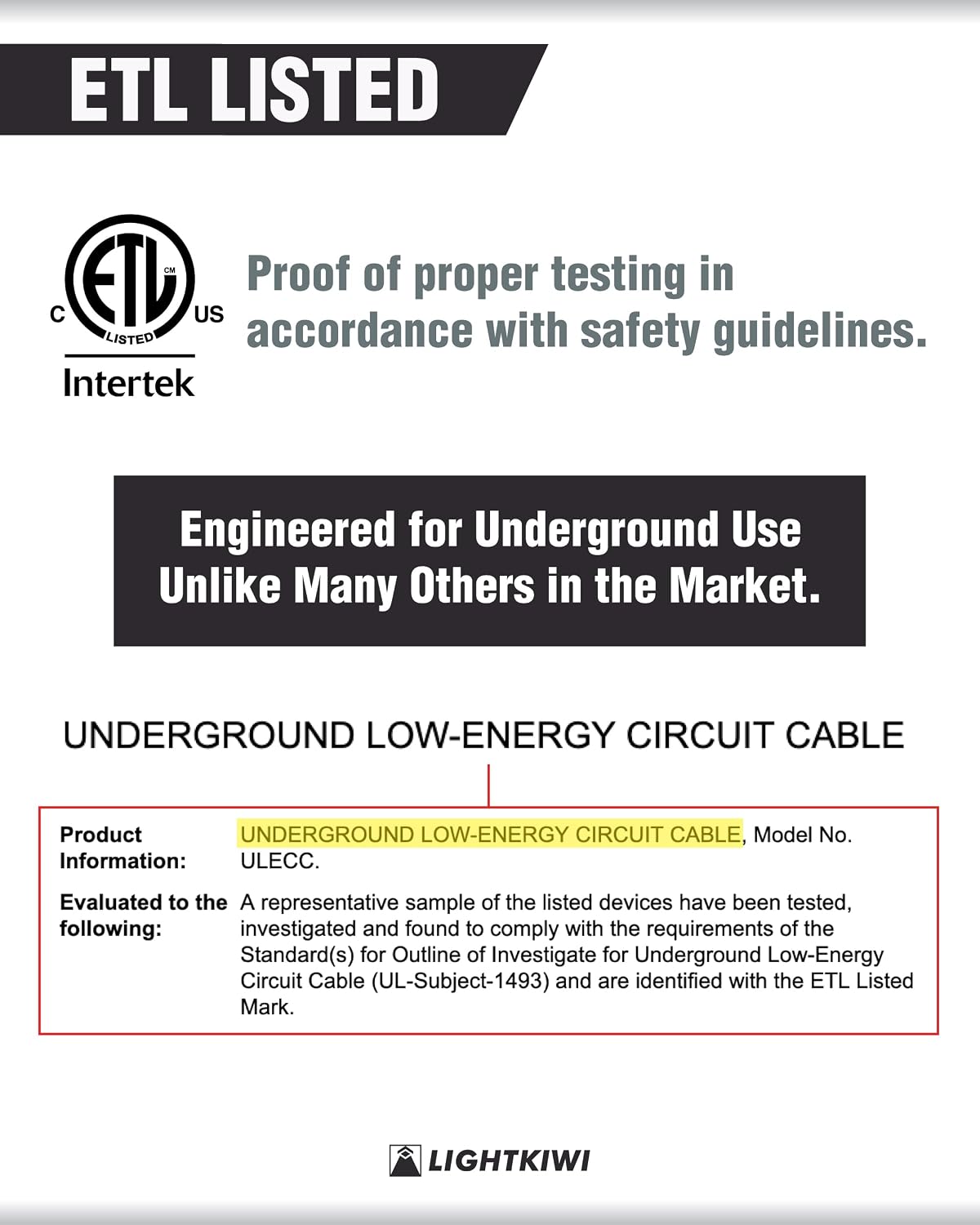 Lightkiwi 10/2 Low Voltage Landscape Wire - 500 Feet - Outdoor Underground Direct Burial Stranded Cable for Spotlight, Pathway Lighting - Weatherproof, ETL Listed