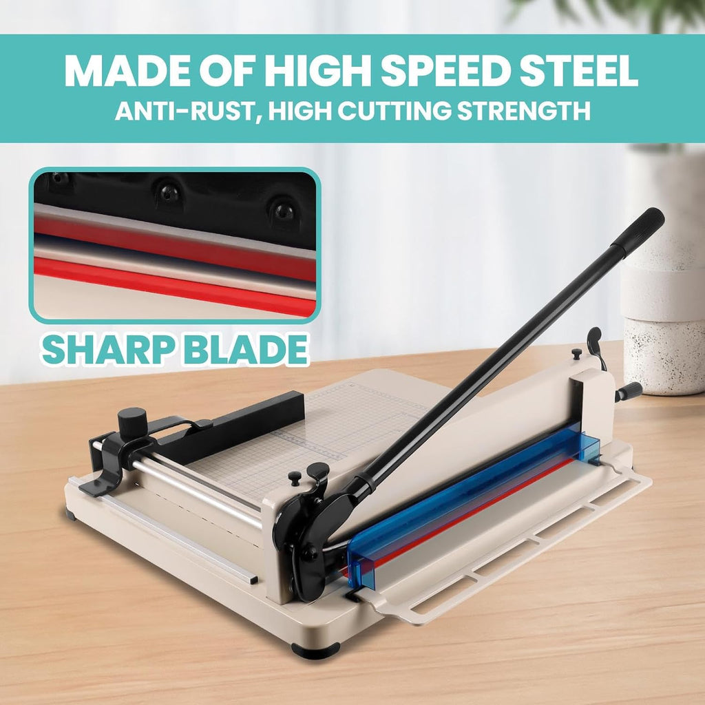 17 Inch Heavy Duty Paper Cutter, Guillotine Paper Cutter for A3 Paper, Stack Trimmer 400 Sheet Capacity, Solid Steel Construction for Office Home School Bulk Cutting