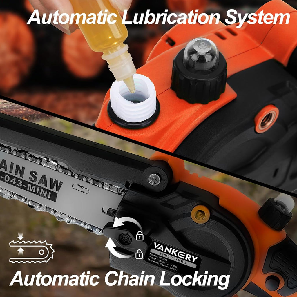 Electric Pole Saws for Tree Trimming 15ft, Cordless Pole Saw Chainsaw with Battery and Charger, 6'&8' Mini Chainsaw for High Tree Branches Pruning & Wood Cutting, Gifts for Men Dad Husband Gadget