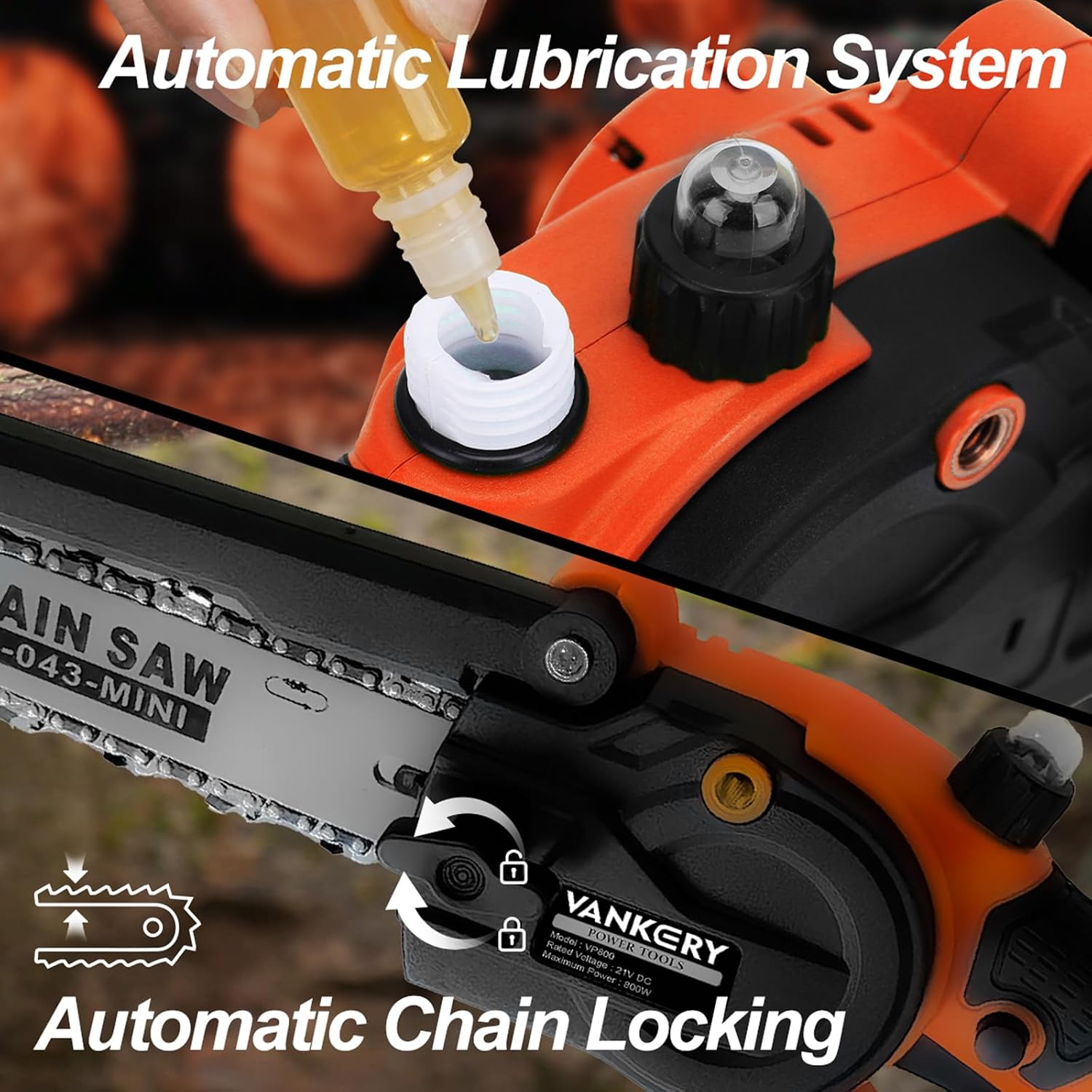 Electric Pole Saws for Tree Trimming 15ft, Cordless Pole Saw Chainsaw with Battery and Charger, 6'&8' Mini Chainsaw for High Tree Branches Pruning & Wood Cutting, Gifts for Men Dad Husband Gadget