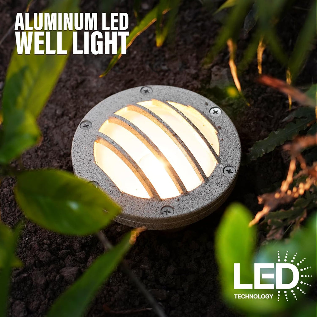 Well Light LED Low Voltage Landscape Lights 200 Lumen 2800K Warm White In-Ground Light Spotlights for Driveway, Pathway, Deck, Garden, 12V AC Outdoor Lighting (8 Pack)