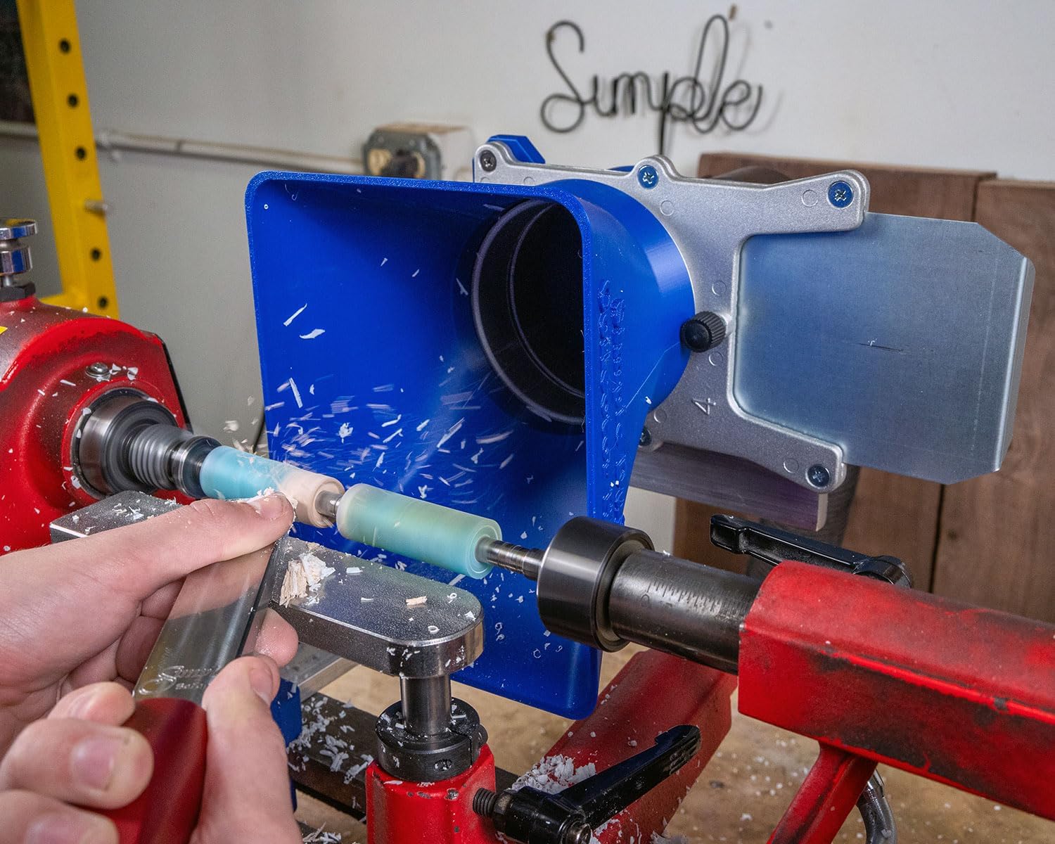 Simple Dust Collection System for Split-Bed Wood Lathe (Fits 4' Tubing, TurnCrafter Commander 10' Midi Lathe)