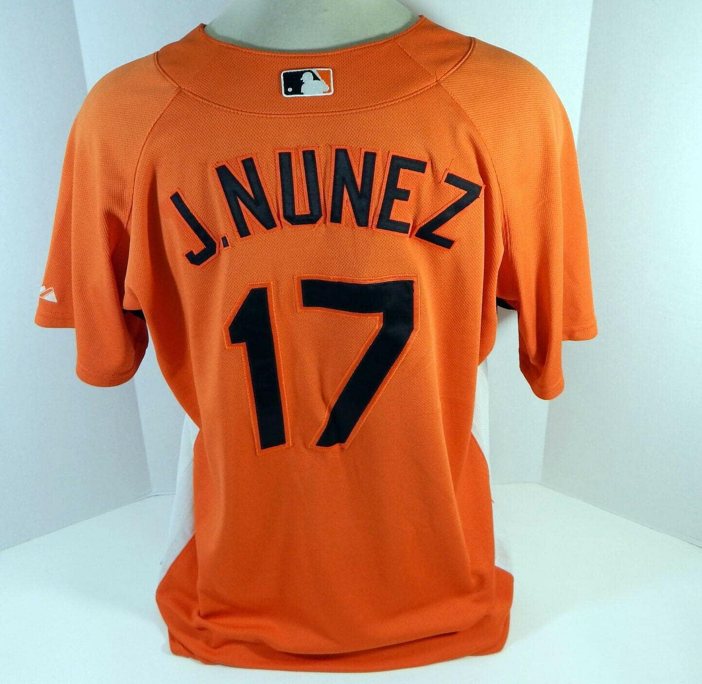 2007-08 Baltimore Orioles J Nunez #17 Game Used Orange Jersey BP ST 50 DP16283 - Game Used MLB Jerseys