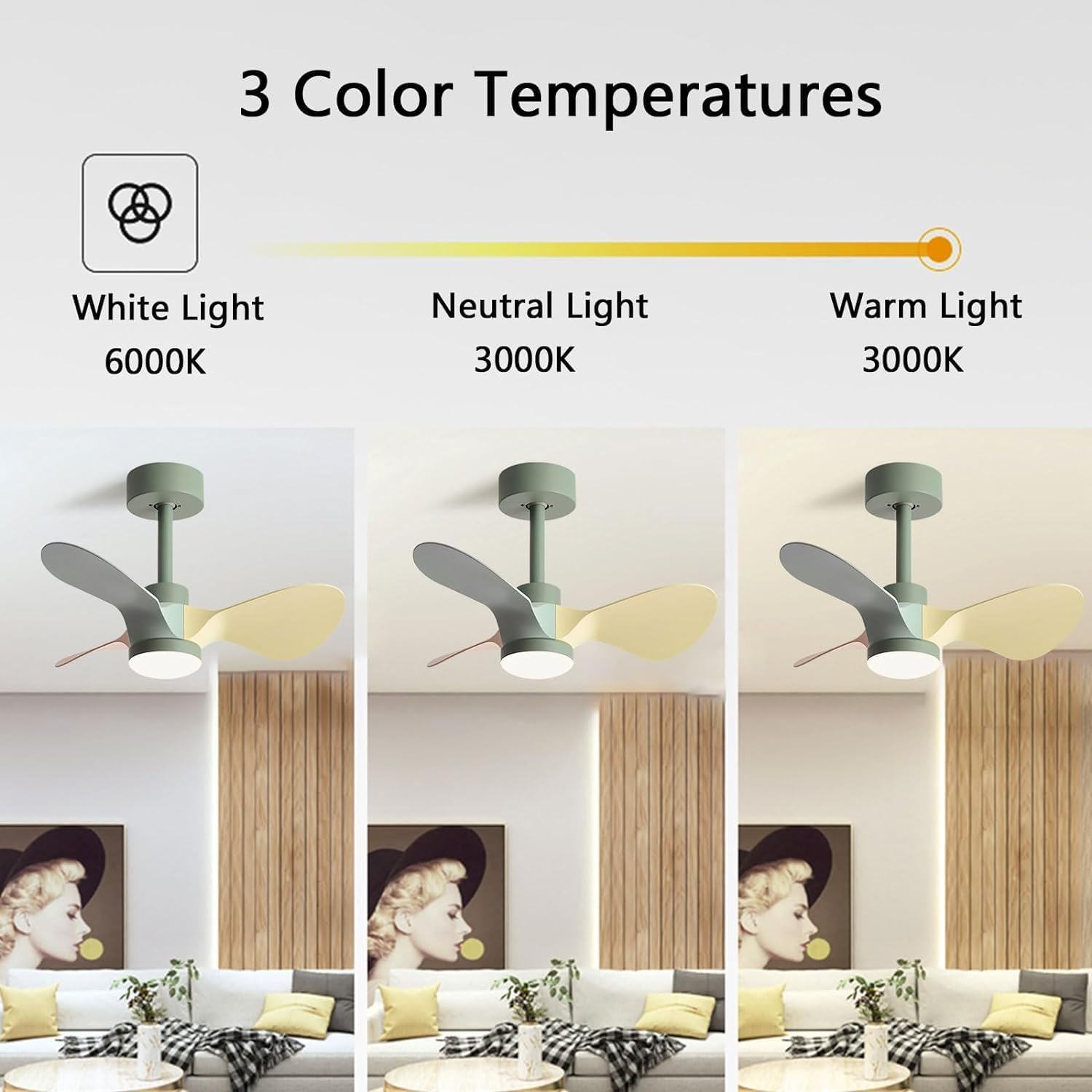 LED Fandelier Ceiling Fan with Light for Kids Room Small Kitchen Ceiling Fan Light with Remote Control Dimmable Large Ceiling Light Fan Chandelier for Living Room Children Bedroom Dining Room