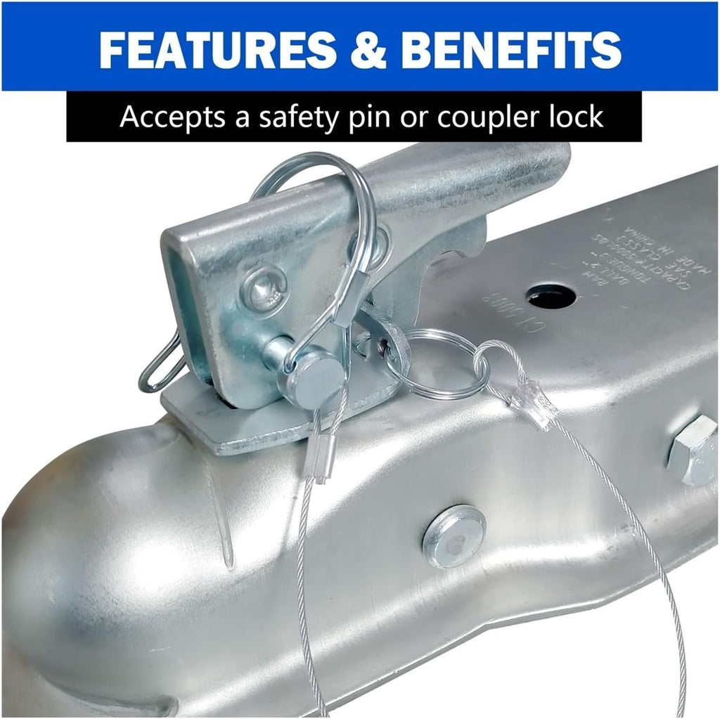2'x 3'Straight Tongue Trailer Coupler for 3in Channel,2in Hitch Ball,5000 Lbs,Electroplated,RV Parts,Camper Caravan Accessories(Opition(1))