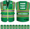 Custom Safety Vest Logo High Visibility Reflective Vest Ansi with Pockets Class 2 Hi Vis Security Construction Workwear
