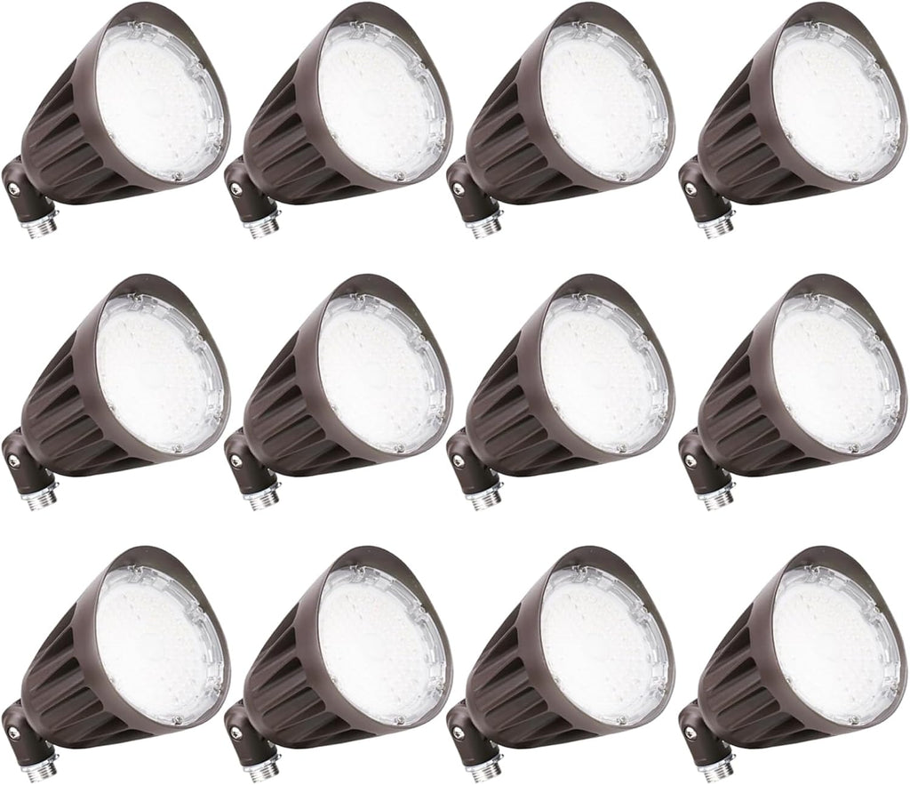 25W LED Bullet Flood Light,3375 Lumens 3CCT Switch & Knuckle Mount 120-277V Dimmable Commercial Outdoor IP65 LED Landscape, 40° Beam Angle, 25W/20W/13W Changeable with photocell UL&cUL Listed, 12PACK