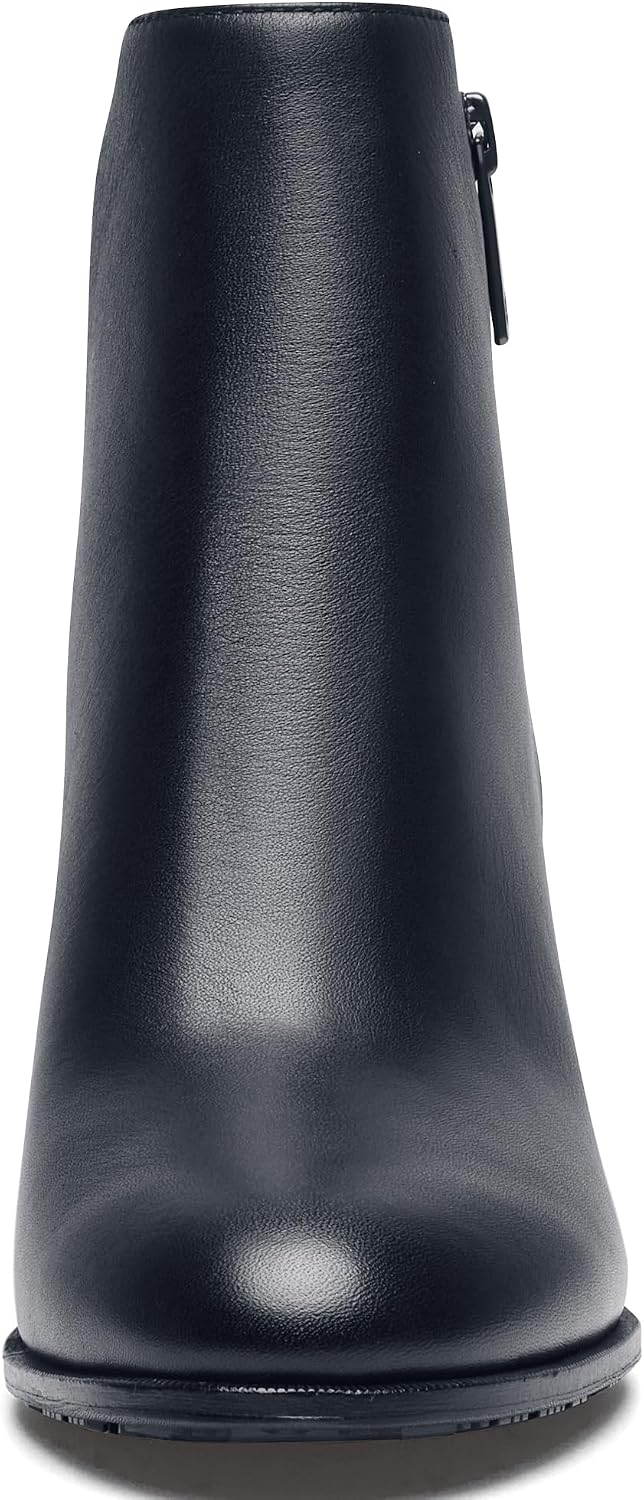 LILA Women's Slip-Resistant Work Zip Booties – Comfortable, Stylish & Non-Slip Mid-Height Ankle Work Boots with Water-Resistant Upper - Ideal for Women in Healthcare, Hospitality & More - Monica