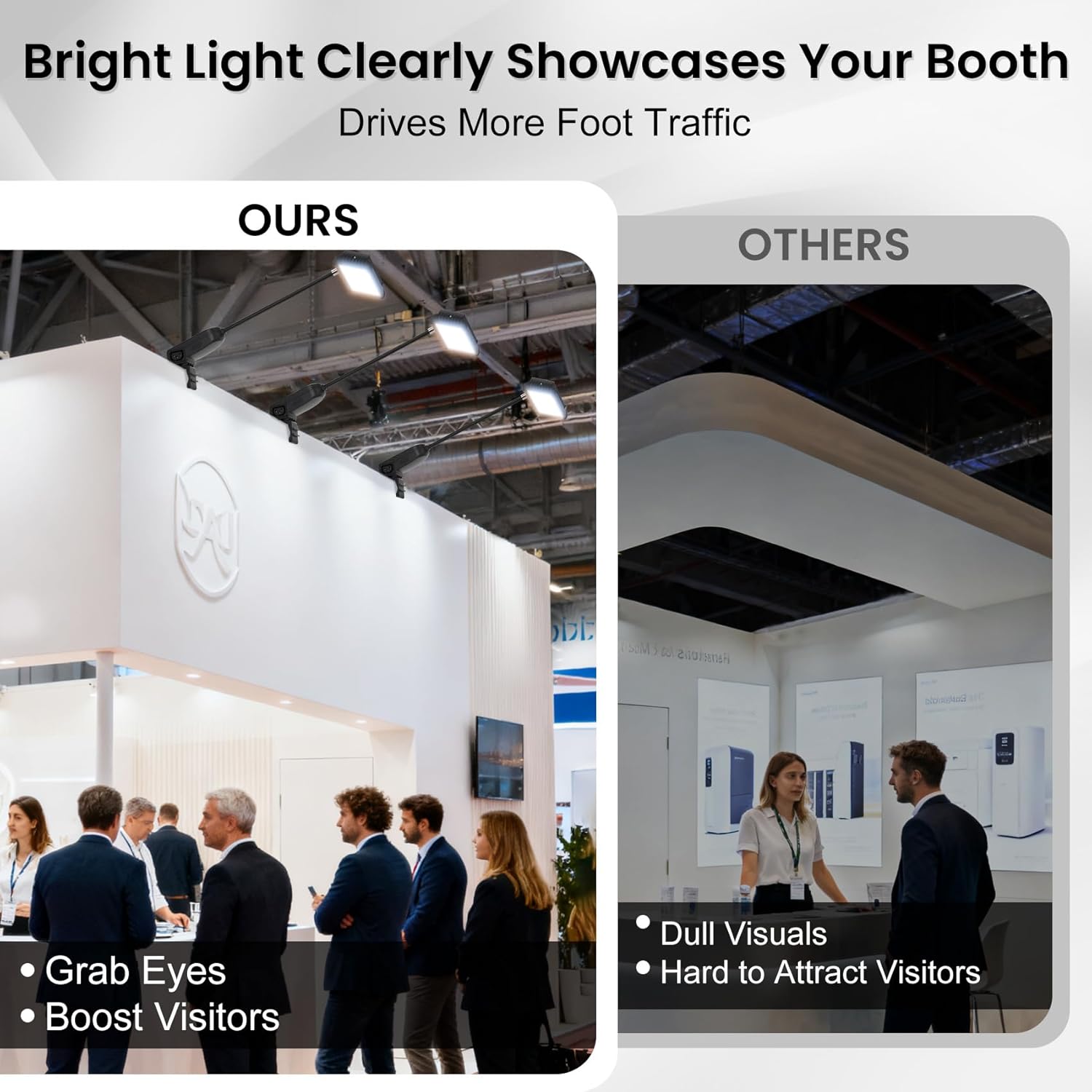 LED Trade Show Display Lights, Connectable for Exhibition Lighting | Energy-Saving Trade Show Lights, Full Accessories, Max 10 Daisy-Chainable, 360° Adjust Light, Two Mount Options