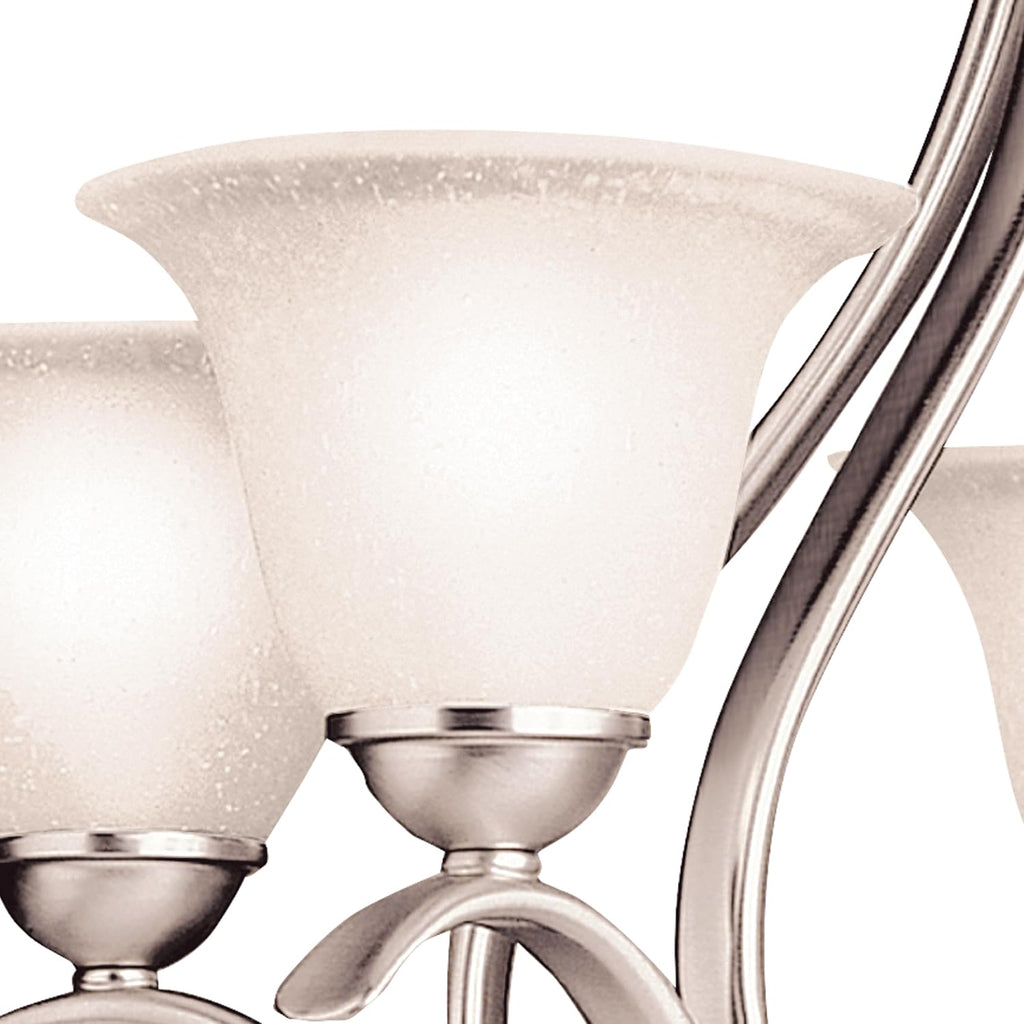 Kichler Dover 5-Light Chandelier with Etched Seeded Glass in Brushed Nickel, Transitional Dining Room or Foyer Light Fixture for High Ceilings (24' x 23'), 2020NI