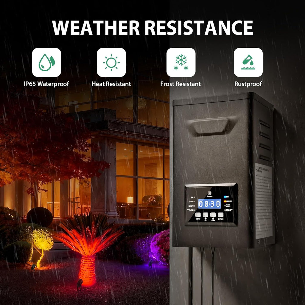 All-in-One RGBWW Low Voltage Landscape Lighting Kit, 12W LED Color Changing Landscape Lights with Remotes, Transformer and Wire, Outdoor Waterproof Spotlights for Yard Garden Festival Decor, 12-Pack