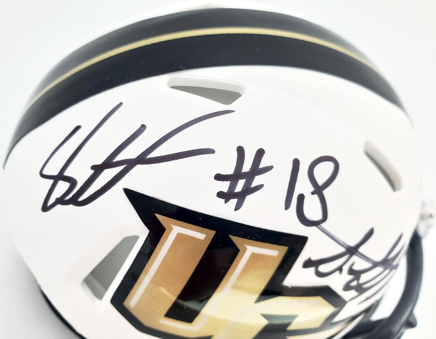 Shaquem & Shaquill Griffin Autographed UCF en Knights White Speed Mini Helmet MCS Holo Stock #134377 - Autographed College Mini Helmets