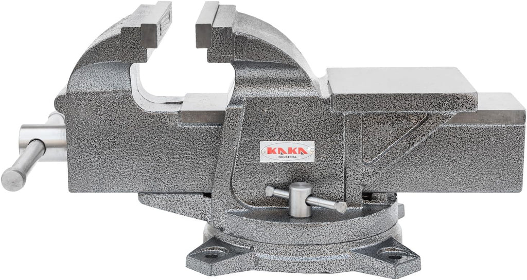 KAKA INDUSTRIAL Bench Vises 6 Inch Jaw Width, 6.7 Inch Jaw Opening Homeowner's Vise, Swivel Base Heavy Dutyl, for Drilling, Pipe Cutting, Woodworking HIS-150