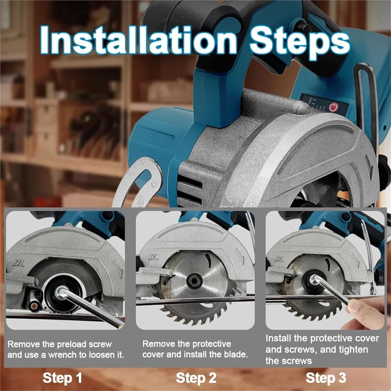 Reciprocating Saw, Handheld Electric Circular Saw 125MM Cordless 5inch Brushless Multi-Angle Woodworking Tool(Only-Machine)