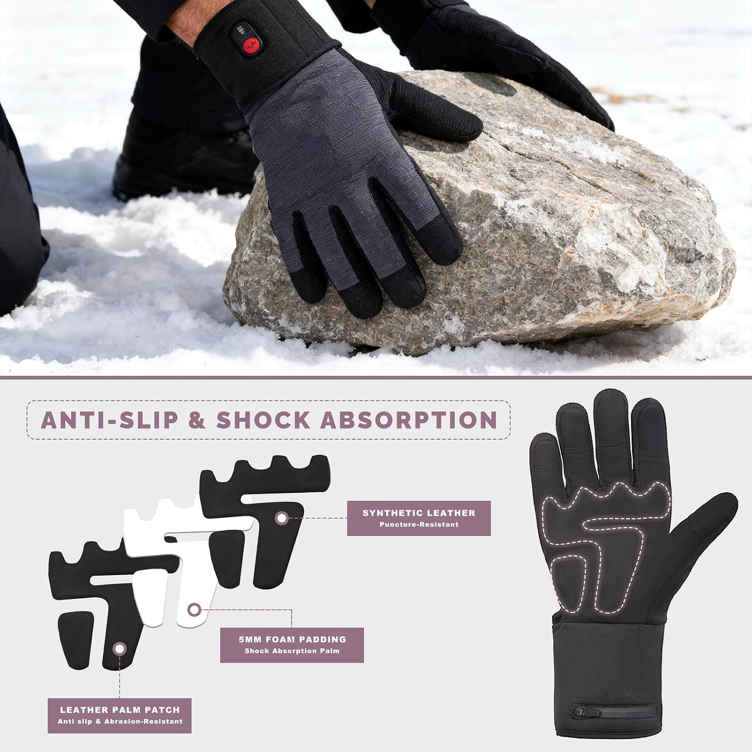 Heated Work Gloves for Men Women - Rechargeable Electric Heating Gloves, Windproof Thermal Gloves with Touchscreen