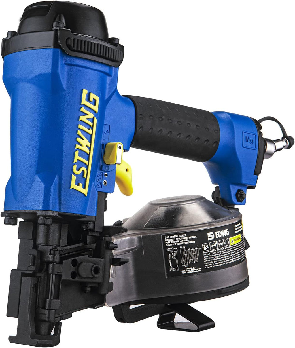Estwing ECN45 Pneumatic 15 Degree 1-3/4' Coil Roofing Nailer with 1/4' NPT Industrial Swivel Fitting and Bag