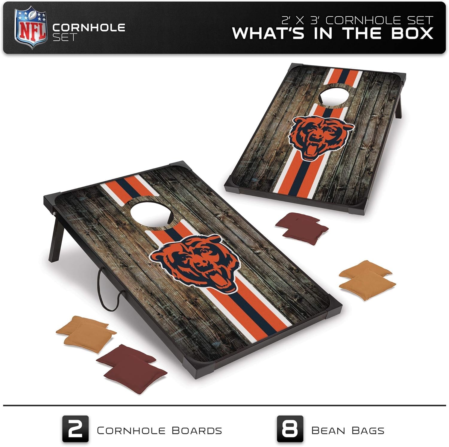Wild Sports NFL 2' x 3' MDF Deluxe Cornhole Set - with Corners and Aprons