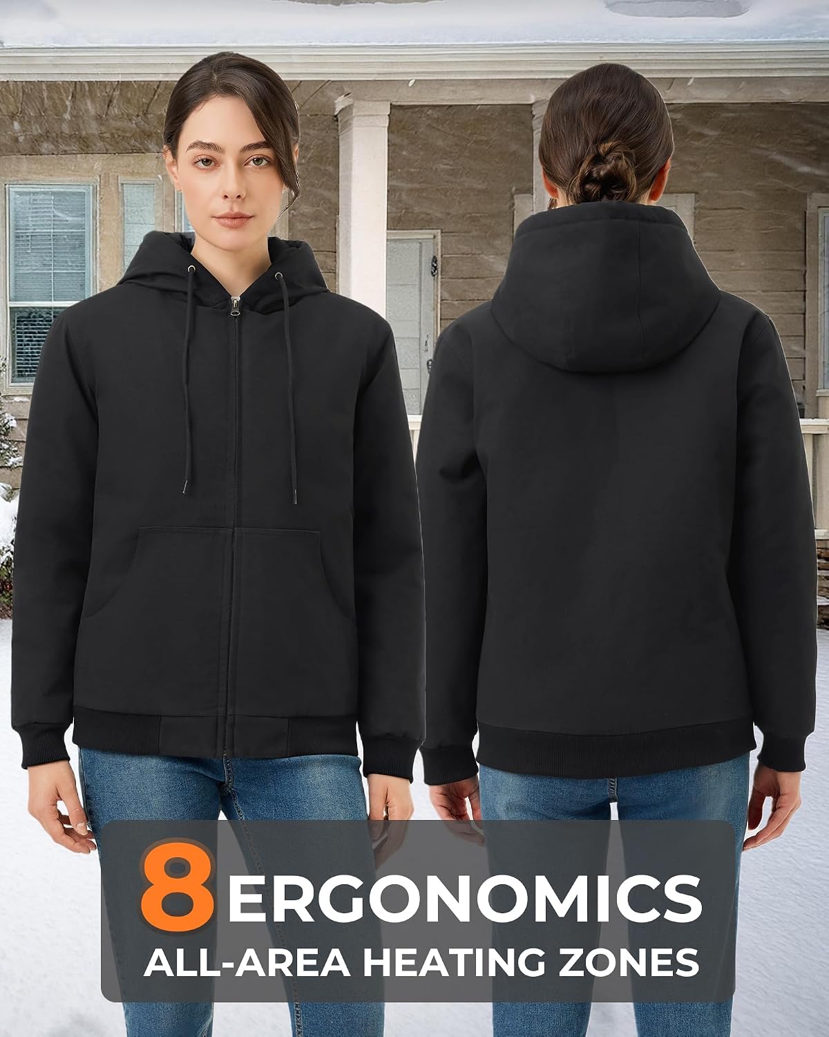 Heated Jackets for Women with 12V 18400mAh Battery, Graphene Canvas Womens Heated Jacket with Hooded for Outdoor Work
