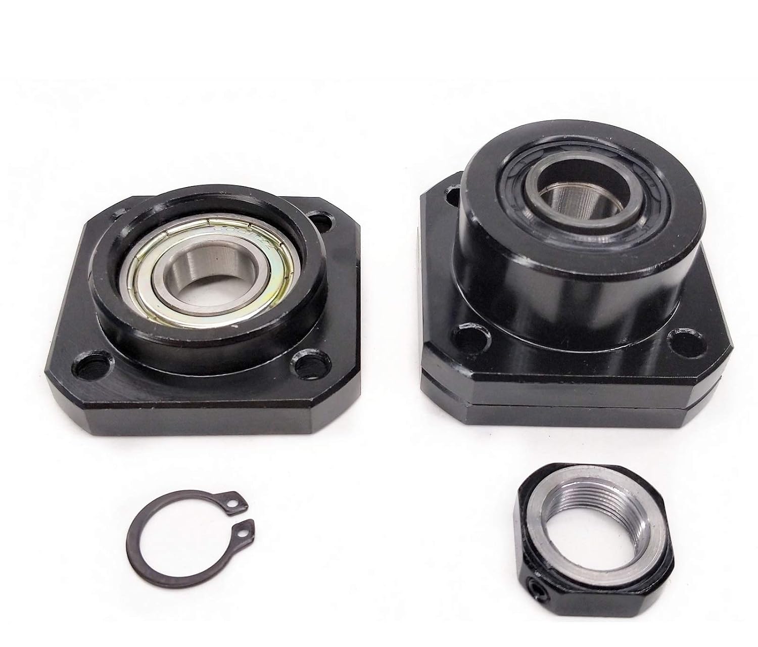 25mm Ballscrew Kit SFU2510 RM2510 Anti-Backlash Ball Screw, Length 18.9 inch / 480mm 10mm Pitch + Ball Screw Metal Nut + FK/FF15 Bearing End Supports + Coupler for CNC Machine