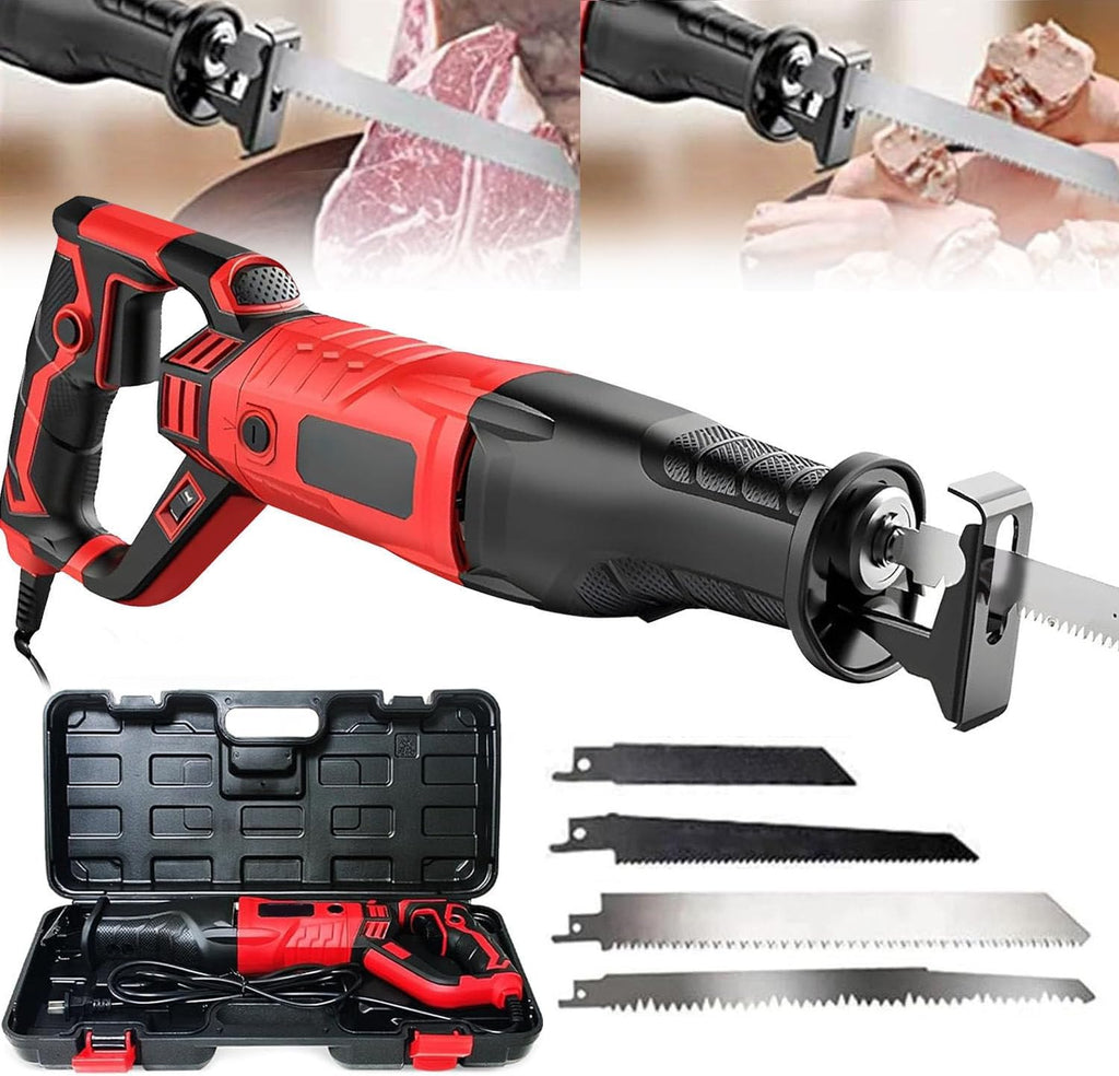 1050W Variable Speed Corded Butcher Bone Saw, Reciprocating Saw Bone Machine, Meat Saw Machine for Bone Cutting, W/4 Saw Blades