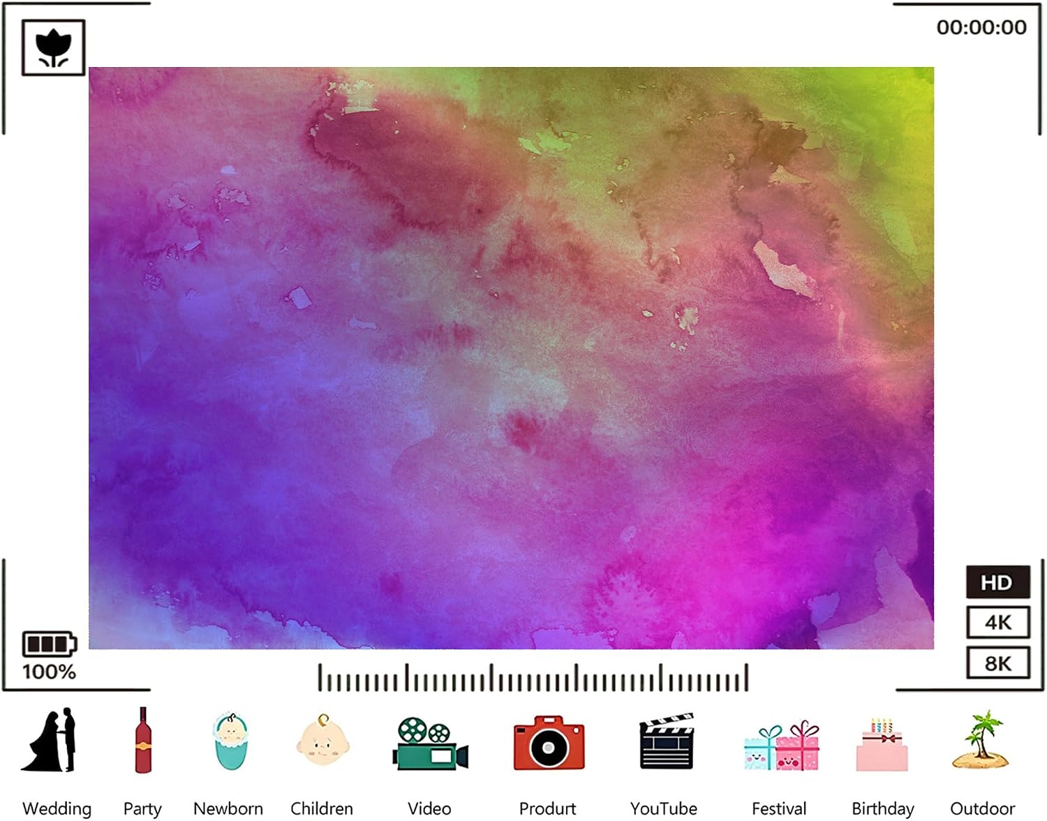 Trykid 20x10ft Rainbow Watercolor Backdrop Purple Pink Green Soft Wash Photography Background Art Craft Party Tapestry Decoration Photo Studio Prop Fabric