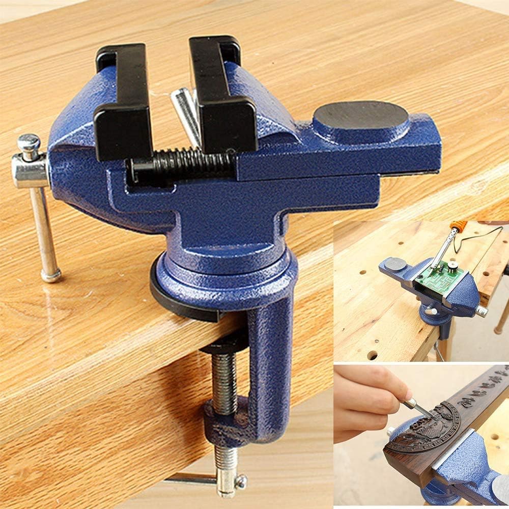 4' Jaw Bench Vice, Multipurpose 360-Degree Heavy Duty Bench Vise 100mm Jaw Mechanic Work Shop Table Top Clamp Press Locking Swivel Base for Crafting Woodworking Clamping Fixing Equipment