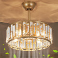 18.2' Crystal Caged Ceiling Fan with Light 4-Light Modern Fandelier Lighting Gold Ceiling Fan with Lights Reversible Remote Ceiling Fan Chandelier for Bedroom Living Room Dining Room Kitchen