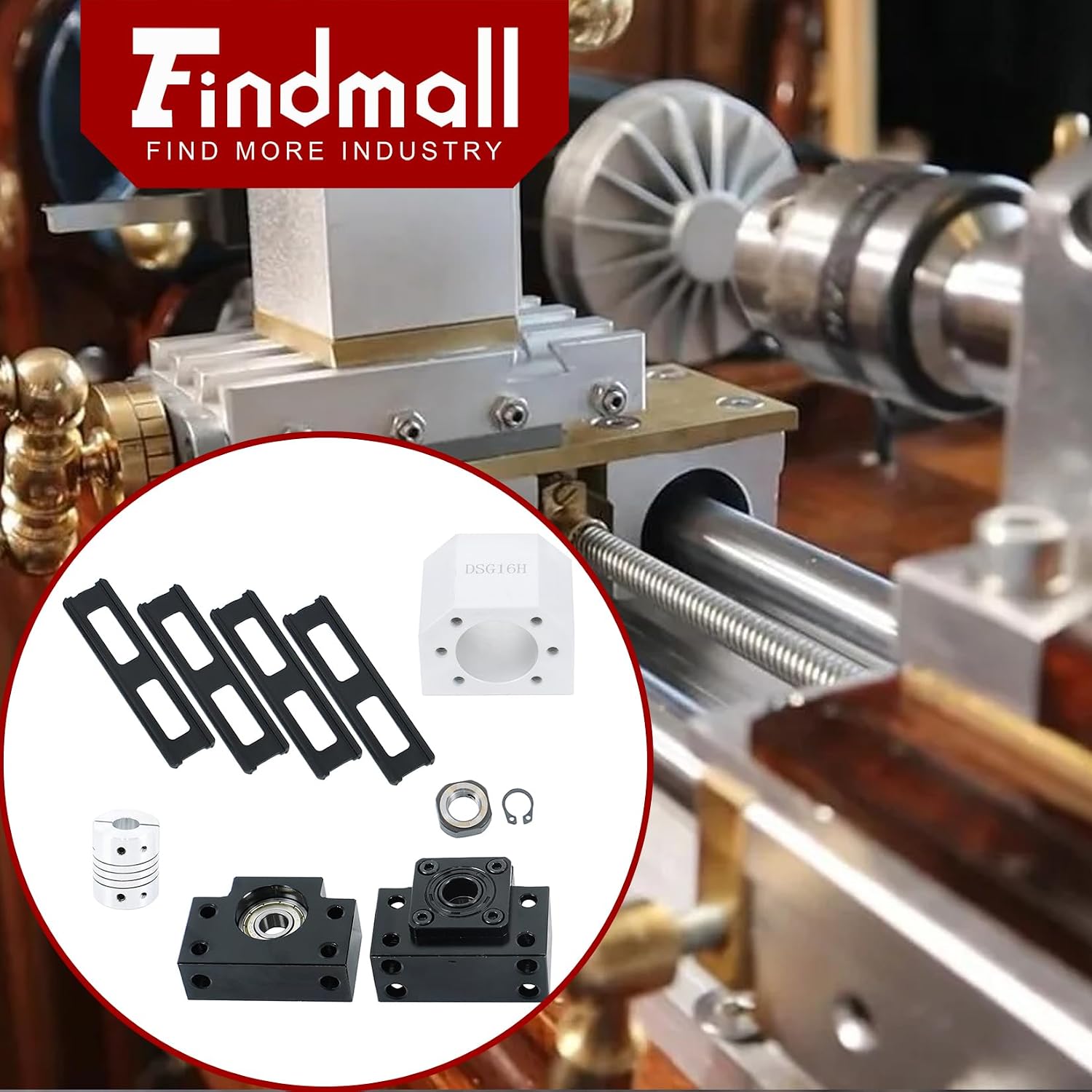 findmall 2PCS HGR20-1200mm Rail 1PCS SFU1605-1200mm Linear Guide Rail Ball Screw Set with BF12, BK12 Blocks, DSG16H Nut, Coupling for CNC Router Lathe Mill