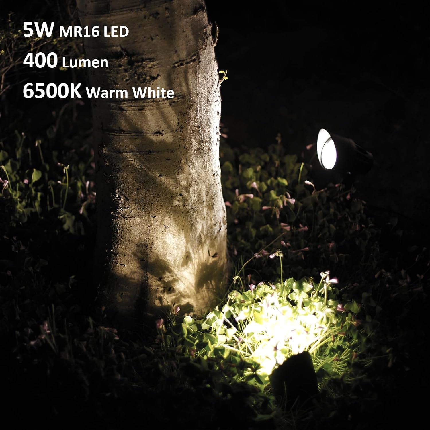 GOODSMANN Low Voltage Spotlights 12V AC Black Landscape Lighting Kit 8PK 5W LED 6500K Spot Lights Outdoor Hardwired Replaceable LED 400 Lumen Floodlights with Connectors and Metal Stakes