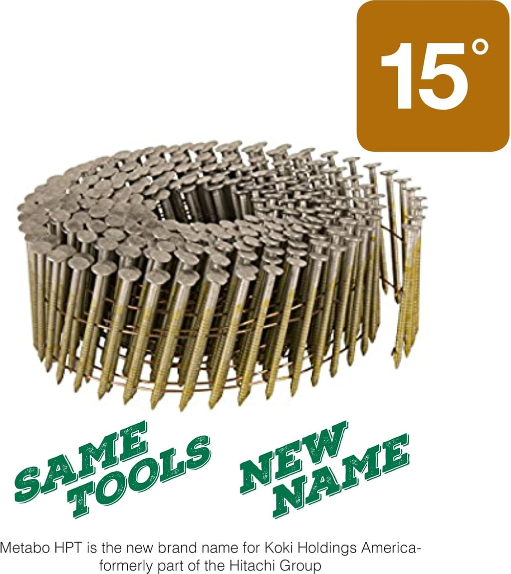 Metabo HPT 13340HPT 2-1/2' x 0.092' Electro Galvanized Ring Shank Wire Coil Siding Nails 3600 count