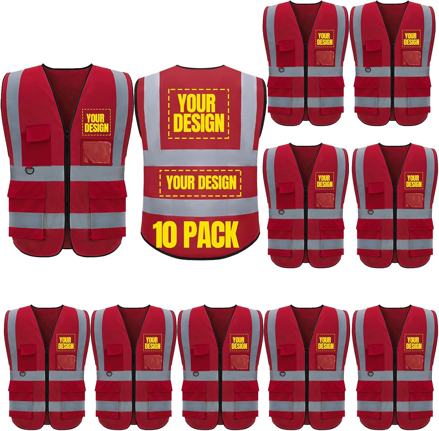BeautyWill Bulk Custom Logo Safety Vest High Visibility Reflective Work Vests