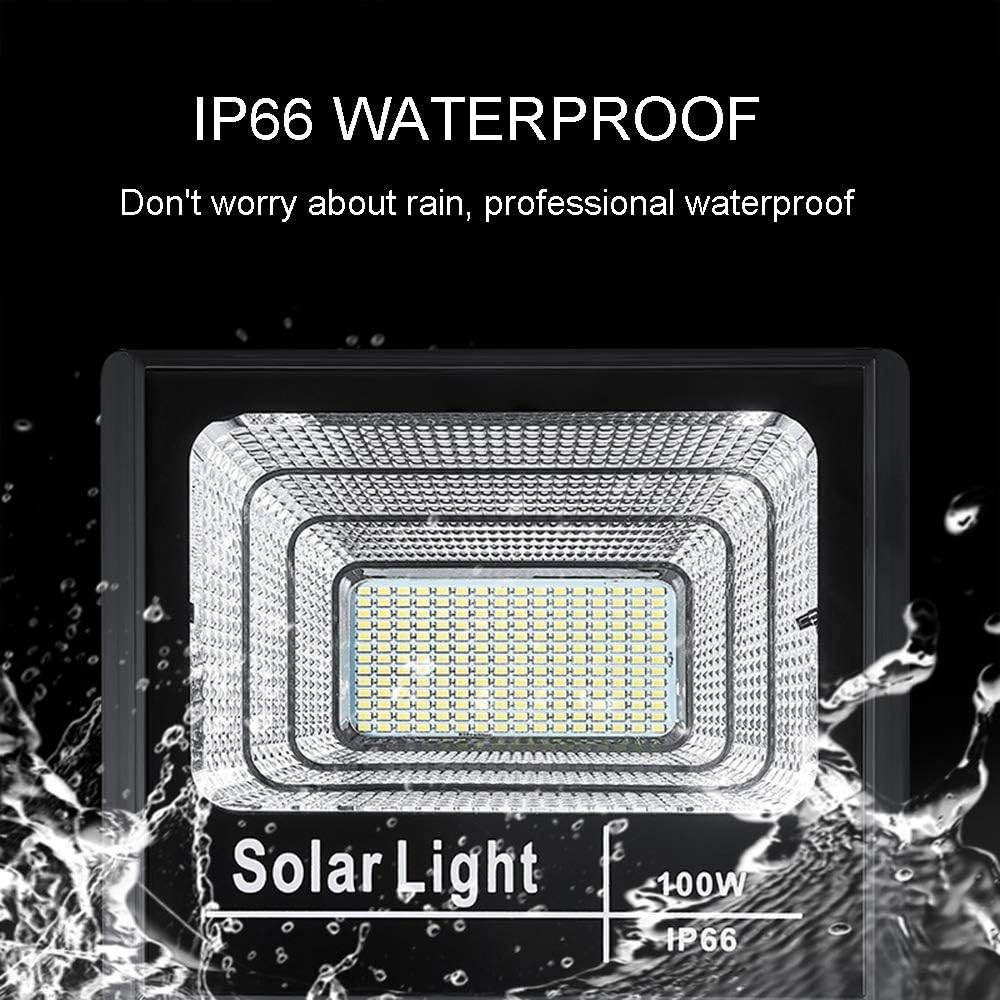 BSOD 100W Solar Flood Lights Outdoor Spotlight Max 14 365lm IP66 Waterproof with Remote Controller,LED Floodlight Built-in Battery,Solar Panel Lamp for Garden,Street, Garage, Pathway, Pool, Deck, Yard