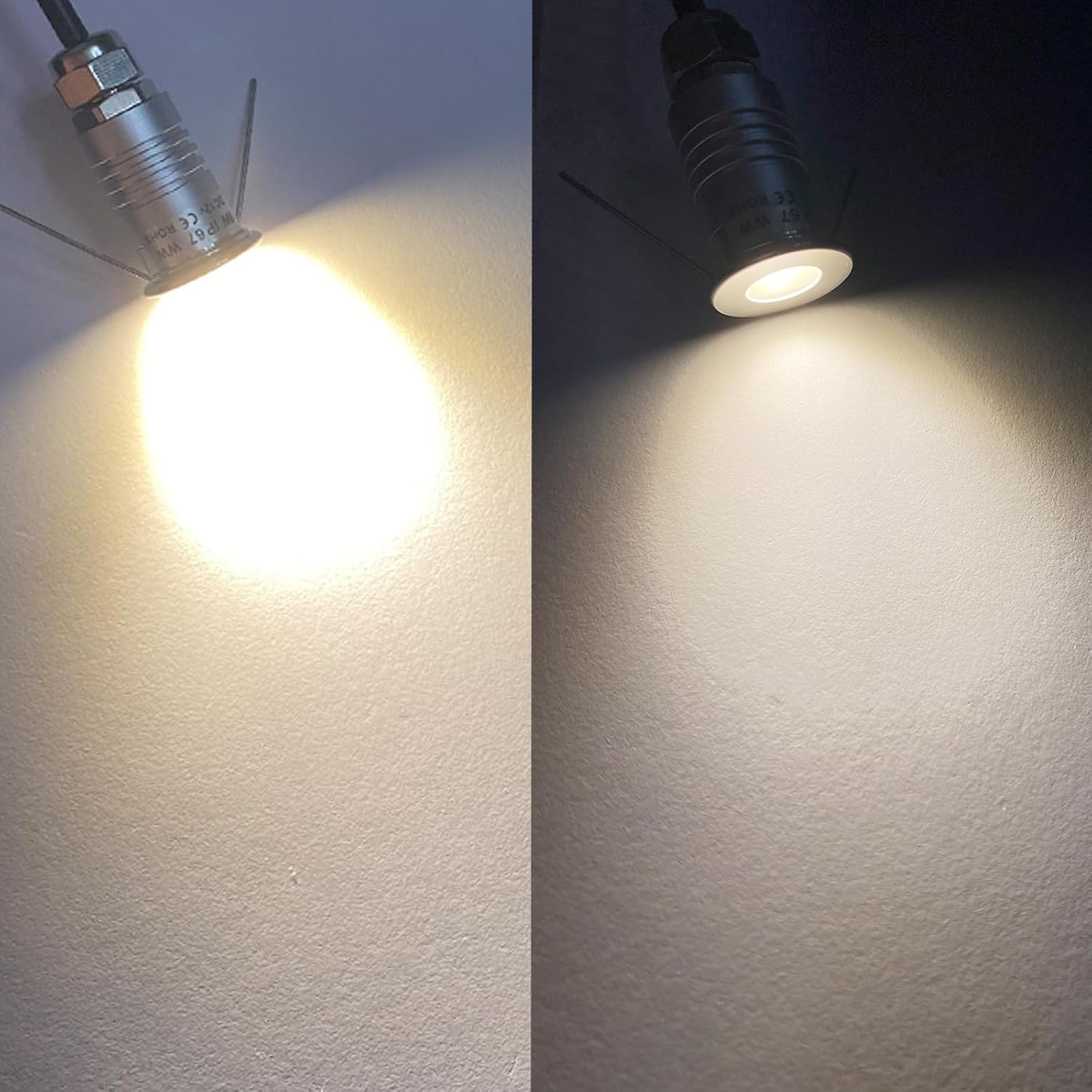 LED Mini In-Ground Starlight, 1W 12V DC Low Voltage Recessed Well Light, IP67 Waterproof, Buried Underground Marker Outdoor Landscape Lighting,Warm White 3000K (12V DC, 10 Pack)