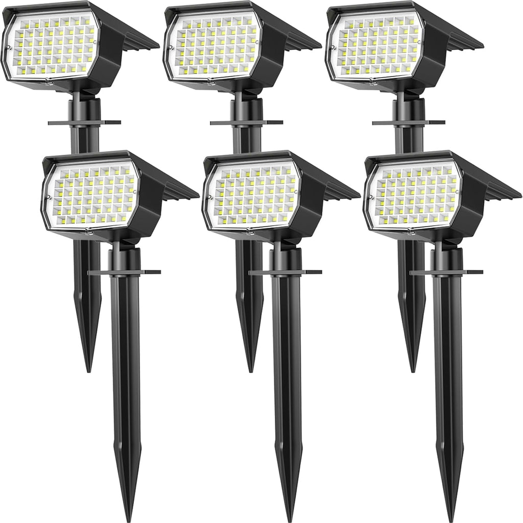 WENATY Solar Lights Outdoor Waterproof IP65, 46 LED 3 Lighting Modes Solar Powered Garden Yard Spot Solar Lights for Outside Landscape- 18 Pack (6 Pack Cool White+12 Pack Warm White)